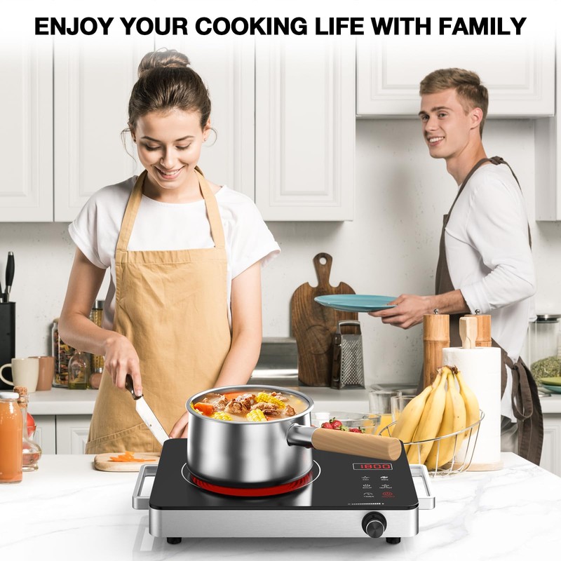 Electric Cooktop,Portable Electric Cooktop 1800W Single Burner Stove with Plug,Hot
