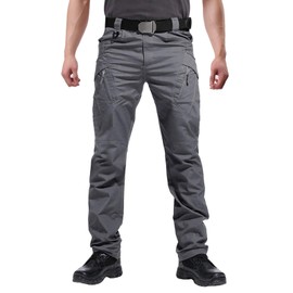 Hiwise Men's Ripstop Tactical Pants Water Resistant Stretch Cargo Pants Lightweight EDC Hiking Work Pants (Grey, 42WX32L)