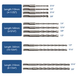 17Pcs Rotary Hammer Drill Bits and Chisel Set - SDS-Plus Carbide-Tipped Drill Bits and Chisels with Storage Case - Tools for Concrete Brick Stone and Other Masonry Construction Materials