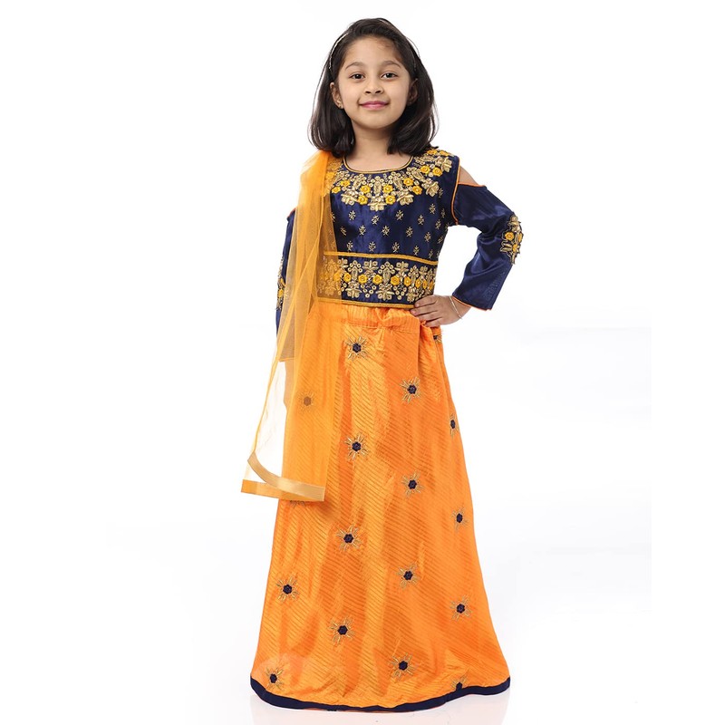 Ashwini Traje Salwar bordado de poliéster para niña con falda