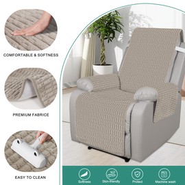 Foxdecor Recliner Chair Covers, Recliner Cover Non-Slip Chair Covers, Washable Recliner Couch Cover Furniture Protector, Covers for Recliner Chair with Elastic Straps. (Brown, 23" W)