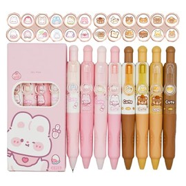 Maydahui 8 piezas de lindos bolgrafos mini con diseo de conejito y oso, bolgrafos retrctiles kawaii con imgenes intercambiables, tamao pequeo de...   