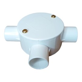 White 20mm PVC Conduit Box 3 Way Terminal Box with Lid and Screws - Pack of 1