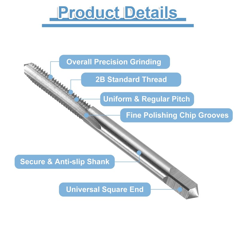 sourcing map 6pcs Straight Flute Thread Tap, 10-32 UNF Screw