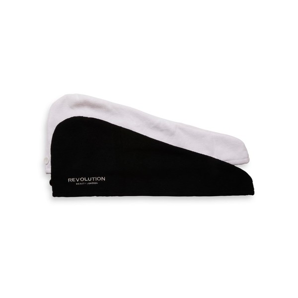 Revolution Haircare, Microfibre Hair Wrap, Black & White, Absorbent Hair Towel, 2 Pack