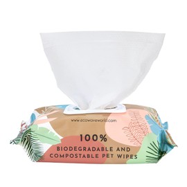 Eco Wave Hypoallergenic Plant-Based Pet Wipes, Dog and Cat Grooming Wipes for Face, Ears, Body, Butt, and Paws, Fragrance Free, Compostable, 100 Count