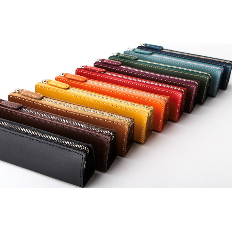 [SLIP-ON]ペンケース 革 筆箱 学生 社会人 メンズ レディース スリップオン BT ファスナーペンケースM