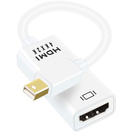 PASOW Mini DisplayPort to HDMI Adapter, Mini DP Thunderbolt to HDMI Converter 4K Compatible for MacBook Air/Pro,UHD Monitor/TV/Projector (White)