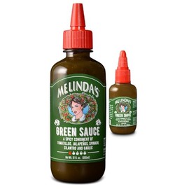 Melinda’s Green Sauce - Gourmet Mild Chile Verde Hot Sauce Made With Fresh Ingredients, Tomatillos, Jalapeño, Spinach & Cilantro - 12 oz, 1 Pack + 2oz Mini