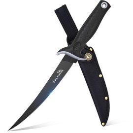 DELFINA 9 inch Fillet Knife For Fish, Ergonomic Soft Handle & Sheath, German Steel, Ideal for Filleting & Deboning