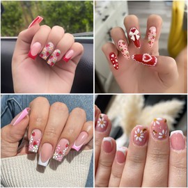 SUTOKAKA 5 Sheets 3D Strawberry Nail Art Stickers Decals 5D Self Adhesive Embossed Flower Fruit Ladybug Nail Supplies Colorful Spring Summer Nail Art Design Decoration Accessories
