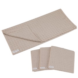 OSHAMY Dish Drying Towel, 5 Times Absorption of General Towels, Super Absorbent, Quick Drying, Dish Wipes, Waffle Fabric, Microfiber, Large, 15.7 x 27.6 inches (40 x 70 cm), Set of 3 (Beige)