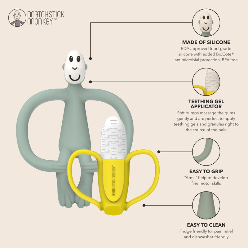 Matchstick Monkey, Antimicrobial Teething Gift Set - 1 Banana Shaped