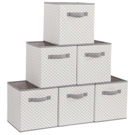 STORAGEIDEAS 11x11 Storage Bins, Set of 6 Storage Cubes, Collapsible Cube Storage Bins, Fabric Closet Organizers with Handles for Home, Office, Closet Shelf Cabinet, Bookcase, Crescent