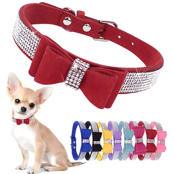 Hotlion Bow Tie Rhinestone Dog Collar Cute Sparkling Crystal Diamond