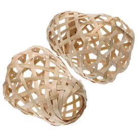 MERRYHAPY 2pcs Bamboo Lamp Shade Small Decorative Lampshade for Floor Table Light Replacement for Pendant Light Covers Home Decoration