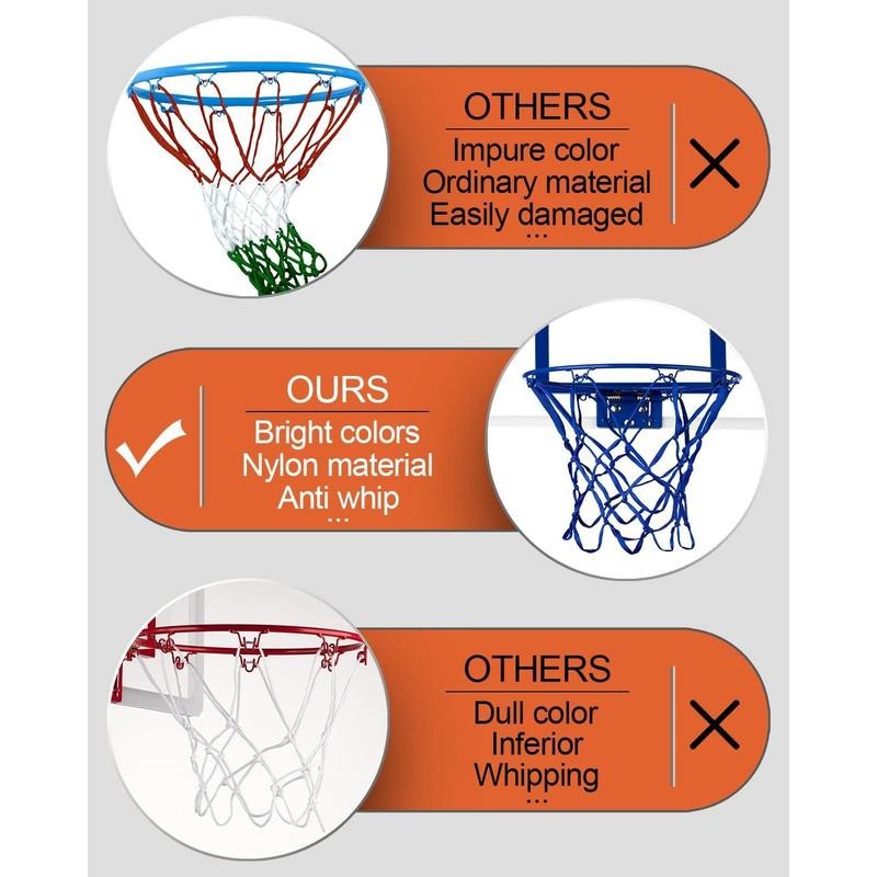 Mini Basketball Net Replacement 8 Loop [2 Pack], Vibrant Color,