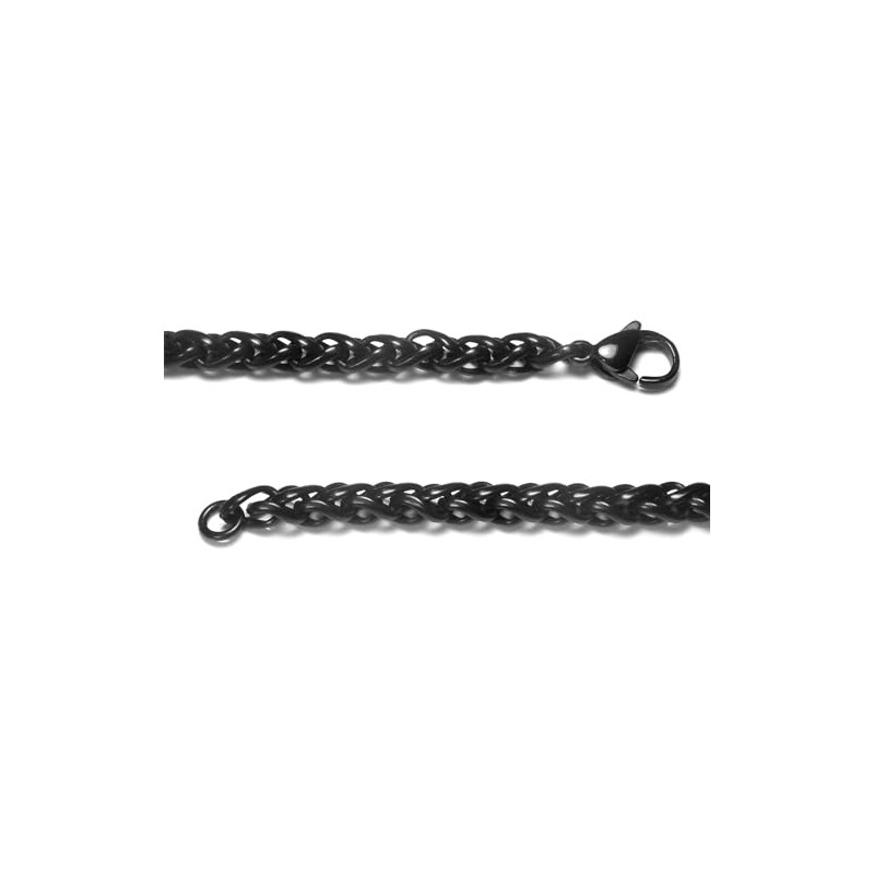 TruTi Black Titanium 4MM Wheat Link Necklace Chain 30"