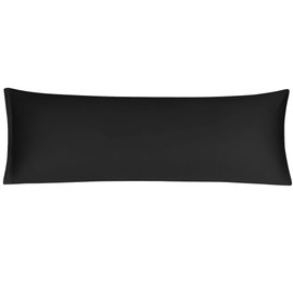 sourcing map Long Pillowcase 100% Mako Cotton Satin Pillowcase Side Sleeper Pillow Cover with Zip Black 50 x 150 cm