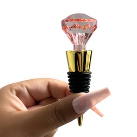 Elegant Gold Wine Stopper with Pink Jewel