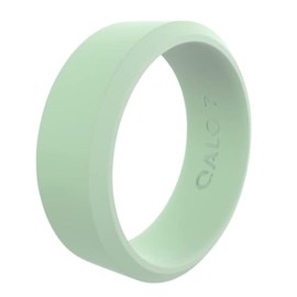 QALO Men & Women's Rubber Silicone Ring, Pela Modern, Rubber Wedding Band for Men & Women, Breathable, Durable Unisex Engagement Silicone Ring, 6.5mm Wide 1.8mm Thick, Sage Green, Size 9