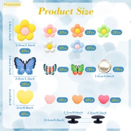 40Pcs Beach Bag Charms, Decoration Charms for Beach Rubber Tote Bag, Rubber Beach Bag Accessories Butterfly Flower Pearl Insert Decorative Charms for Handbag Beach Tote Bag