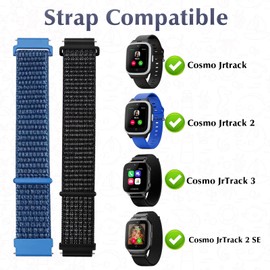 Polyjoy 2 Pack Nylon Replacement Bands Compatible with Cosmo JrTrack 3/Cosmo Jrtrack 2 SE/Cosmo Jrtrack 2/Cosmo Jrtrack Kids Smartwatch, Soft Breathable Adjustable Braided Sport Wristband for Kids