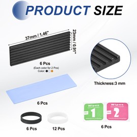 PATIKIL M.2 2280 Nvme SSD Heatsink 70x22x3mm, Radiator Cooler Aluminum Heat Sink Cooling Fin with Thermal Pad/Tape/Rubber Ring for Laptop Electronics CPU Led, Black/Gold/Silver