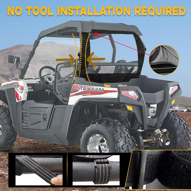 Chikia Hisun Strike 250 UTV Rear Windshield,Small UTV Back Window