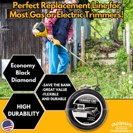 Vaughan's Economy Line .050" Trimmer Line, 40ft | Black Diamond Shaped Polymer | Universal Weed Eater String for Gas & Electric & Battery Models | Made in The USA (2 Pack)