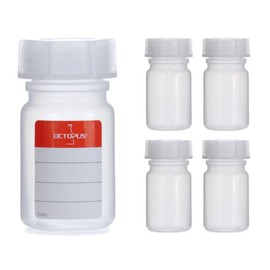 Octopus 5x 50 ml LDPE wide-mouth bottles with screw caps, empty chemical bottles, laboratory bottles with lids as storage containers for laboratory, kitchen or hobby