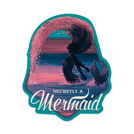Die Cut Sticker Secretly a Mermaid, Silhouette and Hair Flip, Contour Vinyl Sticker 3 to 6 inches, (Waterproof Decal for Cars, Water Bottles, Laptops, Coolers), Large