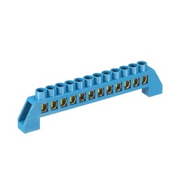 sourcing map Terminal Grounding Bar Screw Block Barrier Brass Strip 12 Positions Blue for Electrical Distribution