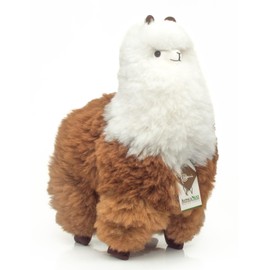 AlpacaNext Llama Stuffed Animal – 18 inch. Cute, Soft and Cuddly Alpaca Plush Toy Handcrafted on Real Alpaka Natural Fur (18 inches, Brown and White)