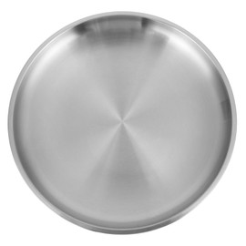 Cabilock 1 x Stainless Steel Tray Snack Plate Round Dinner Plate Fruit Tray Made of Metal Steaming Bowl Fruit Plate Flat Dinner Plate Dish Food Stainless Steel Round