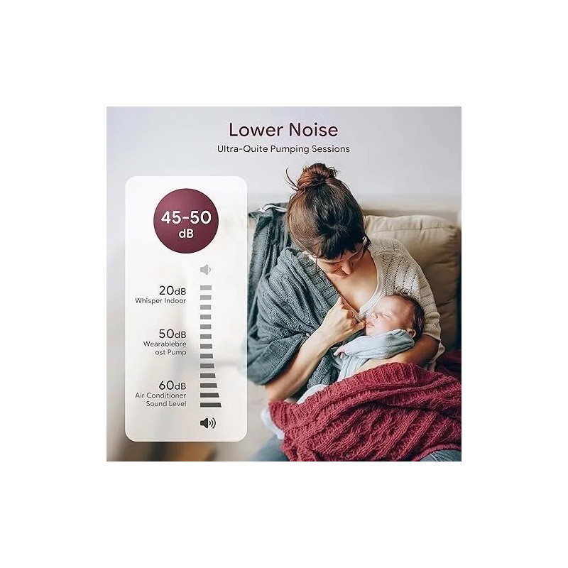 MUMIOR Heated Base Hands Free Wearable Breast Pump with 4