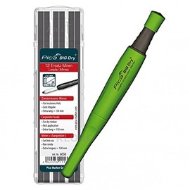 PICA-BIG Dry® 1 x Marker + 12 Carpenter's Refills 2H 6050 for Dry Wood