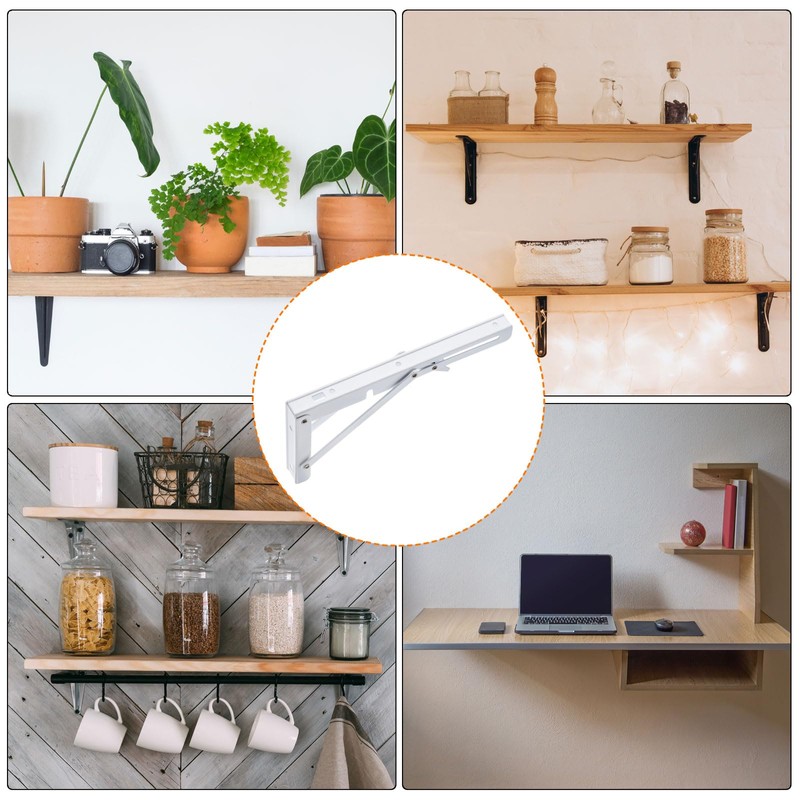 uxcell 2 Pcs Folding Shelf Brackets, 10 Inch Iron Collapsible