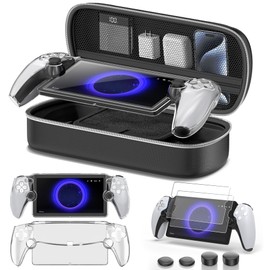 PS Portalリモートプレーヤー 収納ケース PS Portal保護カバー PS Portalガラスフィルム 2枚入り PS Portal 用サムキャップ 大容量 全面保護 耐衝撃 キズ防止 防水防塵 PSポータル 周辺機器 アクセサリーキット 持ち運び便利