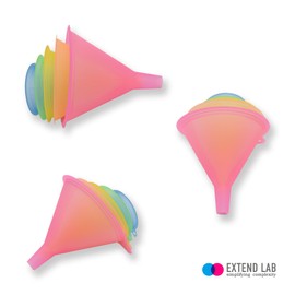 Extend Lab Plastic Funnel with Different Sizes & Colors - Multipurpose Mini Funnels for Filling Bottles, Essential Oils, Powder, Spices, & Automotive Use - Food Grade & BPA Free Plastic - Set of 5