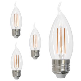 Diodesy- Candelabra E26 Dimmable LED Filament Bulb Pack of 4 4.5W (40W Equivalent) 2700K Warm White 350 Lumens CA10 Flame Tip Candle Light for Chandelier Ceiling Fan Pendant UL Listed
