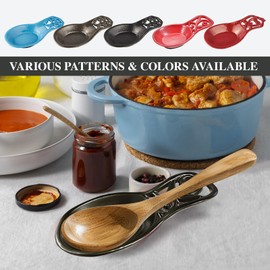 JOGREFUL Spoon Rest, Cast Iron Spoon Holder for Cooking/Stove Top/Kitchen Counter, Heat-Resistant Utensil Rest for Spoons/Ladles/Tongs, Housewarming Vintage Decor, Vine Pattern, Coffee Gold