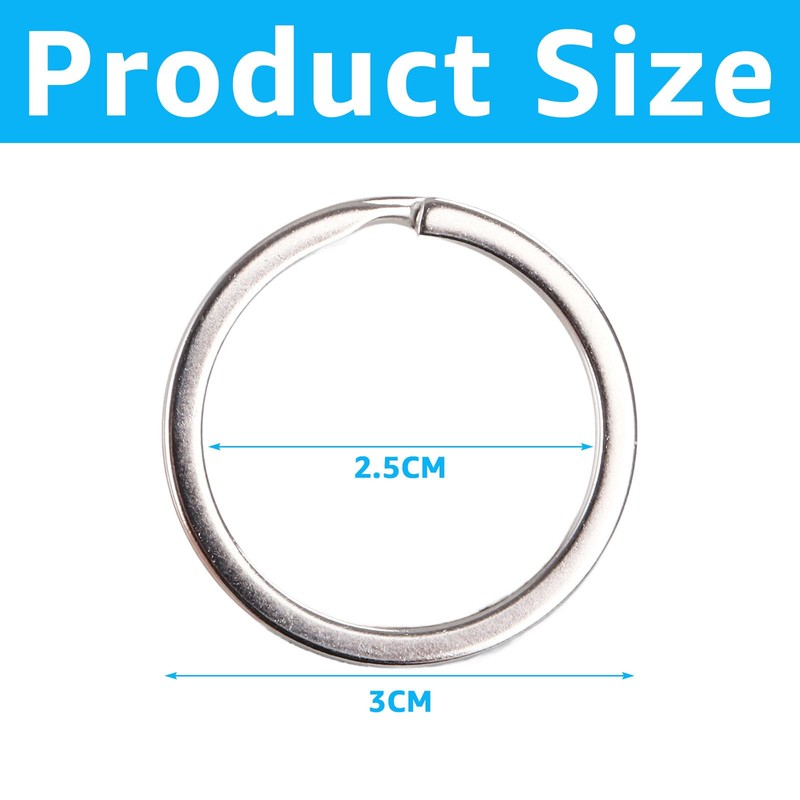 VIDETOL 200 Pcs Key Rings, 30mm Key Ring Hoop, Metal