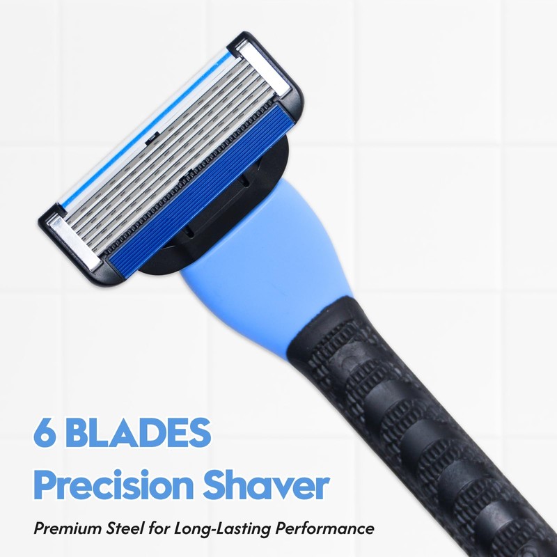 Phafaloop 6-Blade Men's Razor with Dual Lubrication, Shaving Kit for