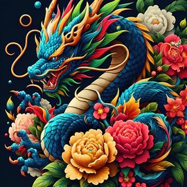NAIMOER Dragon Diamond Painting Kits for Adults, DIY 5D Diamond Painting Flowers, Full Drill Dragon Animals Diamond Art Kits Art Pictures Perfect for Relaxation and Home Wall Decor 30x40cm