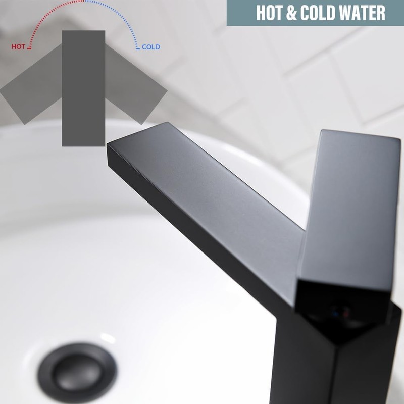 Bathroom Sink Faucet, Matte Black Tall Vessel Sink Faucet, Single