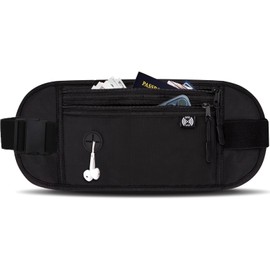 Secure Travel Money Belt, Undercover Hidden RFID Blocking Travel Wallet Bum Bag Fanny Pack Waist Packs, H HOME-MART Anti-Theft Passport Wallets Travel Accessories for Men Women (Black)