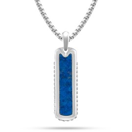 RTZN® Lapis Lazuli Necklace for Men – Premium Handcrafted Lapis Lazuli Pendant Necklaces - Blue Lapis Bar Necklace for Men with Stainless Steel Chain 22" Inch + 2" Extension