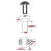 Hanson Rivet 3/16inches Diameter X 1/2inches Length Solid Steel Round