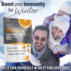 Vitamin C 1000mg Chewable - 360 Tablets - Supports Immune Health and Helps Fight Colds - Helps Reduce Tiredness and Fatigue